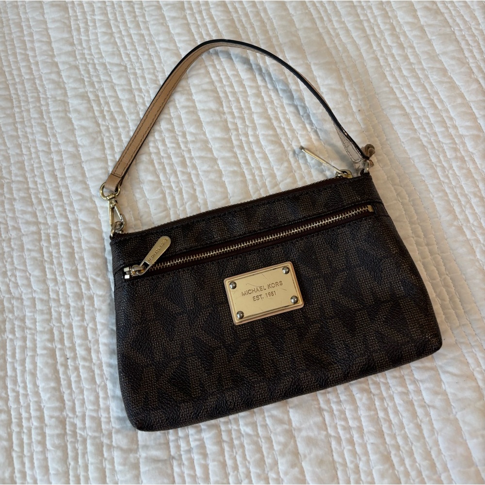 Michael Kors Dark Brown Monogram Wristlet